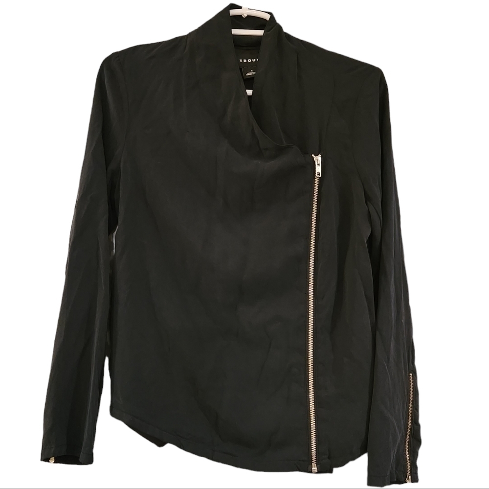 Trouve Long Sleeve Zip Up Shirt Size Small
